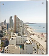 Day View Of Tel Aviv City And Beach Acrylic Print