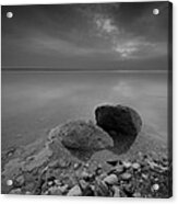 Dead Sea Sunrise Black And White Acrylic Print
