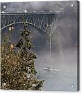 Deception Pass Bridge Fog Acrylic Print
