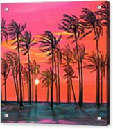 Desert Palm Trees At Sunset Acrylic Print