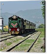 Pakistan Railways Diesel Electric Locomotive Train Engine Speeds Past Student Acrylic Print