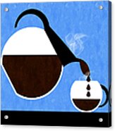 Diner Coffee Pot And Cup Blue Pouring Acrylic Print