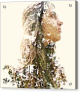 Double Exposure Of A Young Woman And Trees Acrylic Print