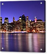 Downtown Manhattan From Brooklyn Bridge Acrylic Print