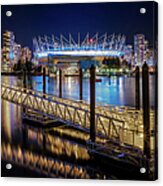 Downtown Vancouver Lights Reflected In Acrylic Print