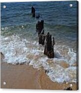 Driftwood And Sea Foam Beach Acrylic Print