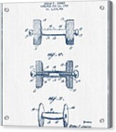 Dumbbell Patent Drawing From 1927  -  Blue Ink Acrylic Print