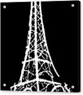 Eiffel Tower Paris France White On Black Acrylic Print