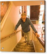 Elderly Man Climbing Stairs Acrylic Print