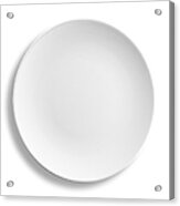 Empty Round Dinner Plate Isolated On White Background, Clipping Path Acrylic Print