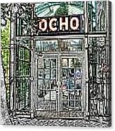 Entrance To Trendy Ocho Restaurant In San Antonio Texas Colored Pencil Digital Art Acrylic Print