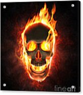 Evil Skull In Flames And Smoke Acrylic Print