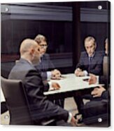 Executive Businessmen Talking In Meeting Room Acrylic Print