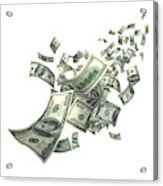 Falling Money Bills (xxxl) Acrylic Print