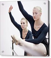 Female Ballerinas Stretching At The Acrylic Print