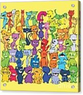 Fifty Happy Cats In Toy Colors Acrylic Print