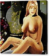 Fine Art Female Nude Jess Sitting On The Patio Acrylic Print