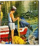 Fisherman In Kea Island Acrylic Print
