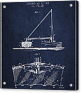Fishing Net Patent From 1905- Navy Blue Acrylic Print