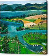 View Of Flathead River And Lake Acrylic Print