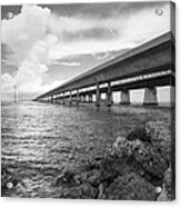 Florida Keys Seven Mile Bridge South Bw Vertical Acrylic Print