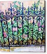 Flowers And Fence On Eighth Avenue Acrylic Print