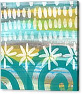 Flowers And Waves- Abstract Pattern Painting Acrylic Print