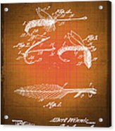Fly Fishing Bait Patent Blueprint Drawing Sepia Acrylic Print