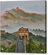 Foggy Morning Along Great Wall  Of China Acrylic Print