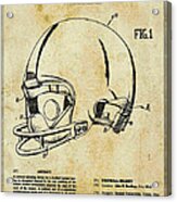 Football Helmet Patent Blueprint Drawing Tan Acrylic Print