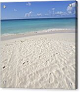 Footprints In The Powdery White Sand Of Aruba Acrylic Print