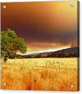 Forest Fire Smoke Over Pasture And Oak Acrylic Print