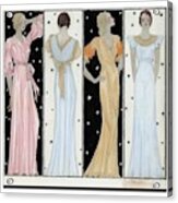 Four Women In Designer Evening Gowns Acrylic Print