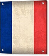France Flag Distressed Vintage Finish Acrylic Print