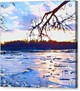 Frozen Delaware River Sunset Acrylic Print