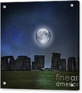 Full Moon Over Stonehenge Acrylic Print