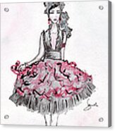 Red And Black Party Dress Sketch Acrylic Print
