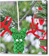 Funny Reindeer Ornament On Pine Tree Acrylic Print