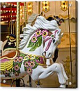 Galloping White Beauty - Vintage Carousel Horse Acrylic Print