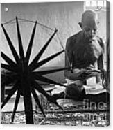 Gandhi At His Spinning Wheel Acrylic Print