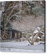 Garden Scene During Winter Snow At Sayen Gardens 2 Acrylic Print