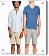 Gay Couple Standing Against White Background Acrylic Print