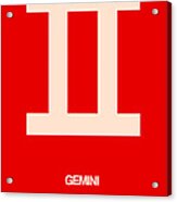 Gemini Zodiac Sign White On Red Acrylic Print