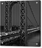 George Washington Bridge Moon Rise Bw Acrylic Print