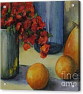 Geraniums With Pear And Oranges Acrylic Print