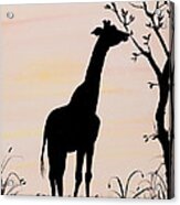 Giraffe Silhouette Painting By Carolyn Bennett Acrylic Print