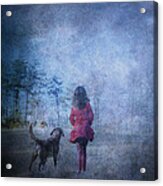 Girl And Her Dog Acrylic Print