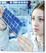 Girl Holding Film Solar Cells Acrylic Print