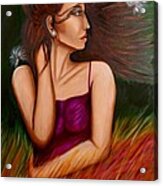 Girl In Wind Acrylic Print