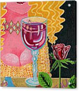 Girl With Wine Glass Acrylic Print